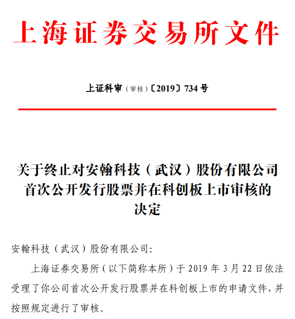 天创优配 主动撤回申请文件，首批科创板受理公司安翰科技被终止审核